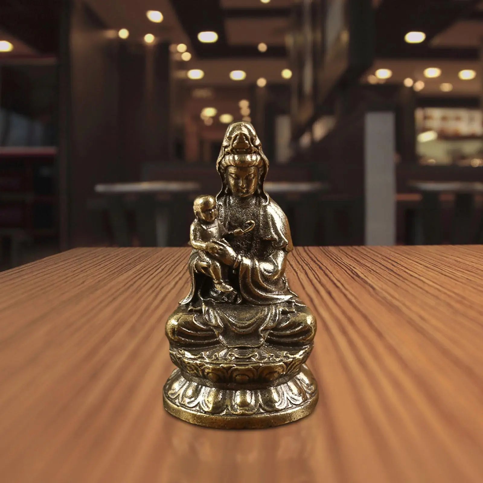 Avalokitesvara Statue Goddess of Mercy Figurine Holding A Kid Chinese Feng Shui Gift,Buddhist Guanyin Statue for Living Room Zpaxo