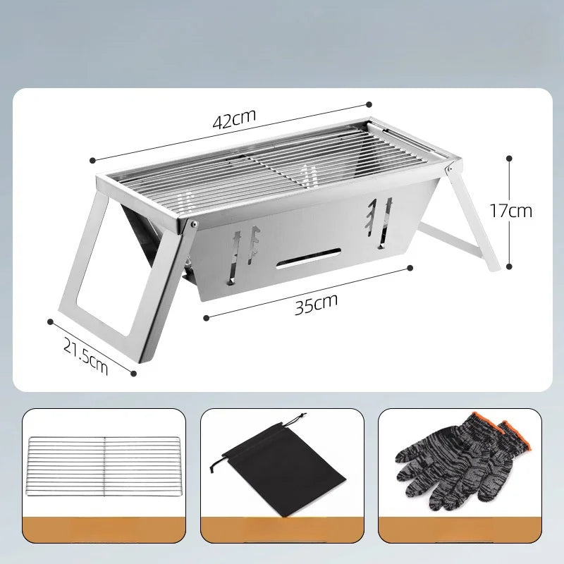Portable Charcoal Grill Folding Barbecue Small BBQ Lightweight