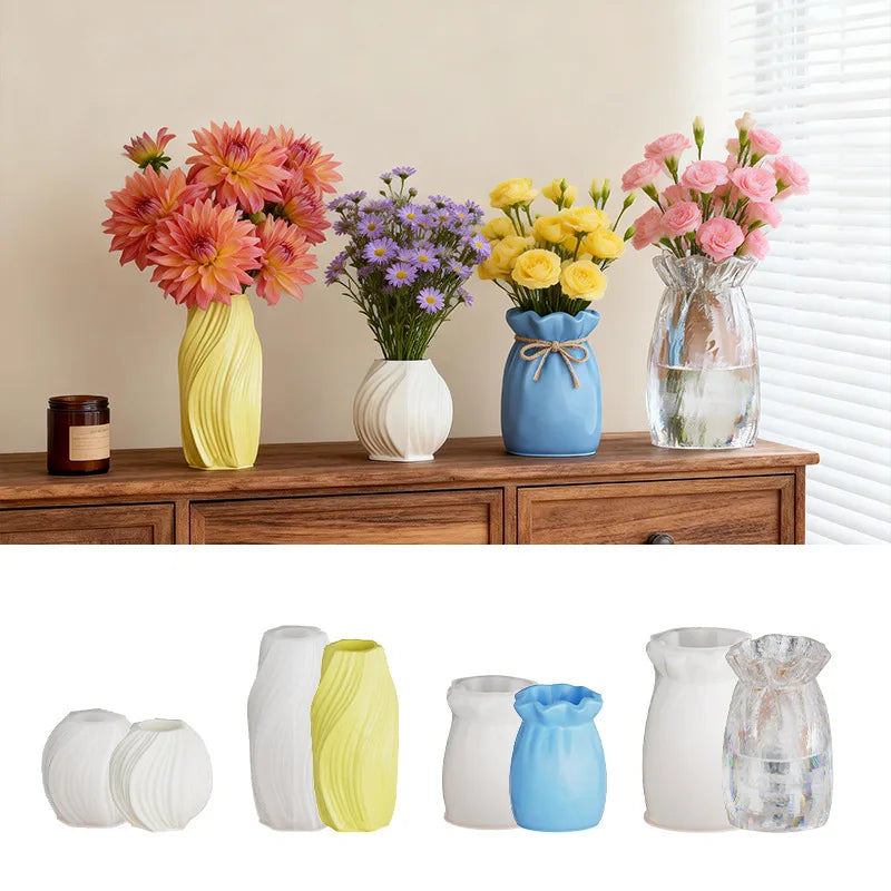 3D Modern Vase Silicone Mold – DIY Concrete Resin Flower Pot