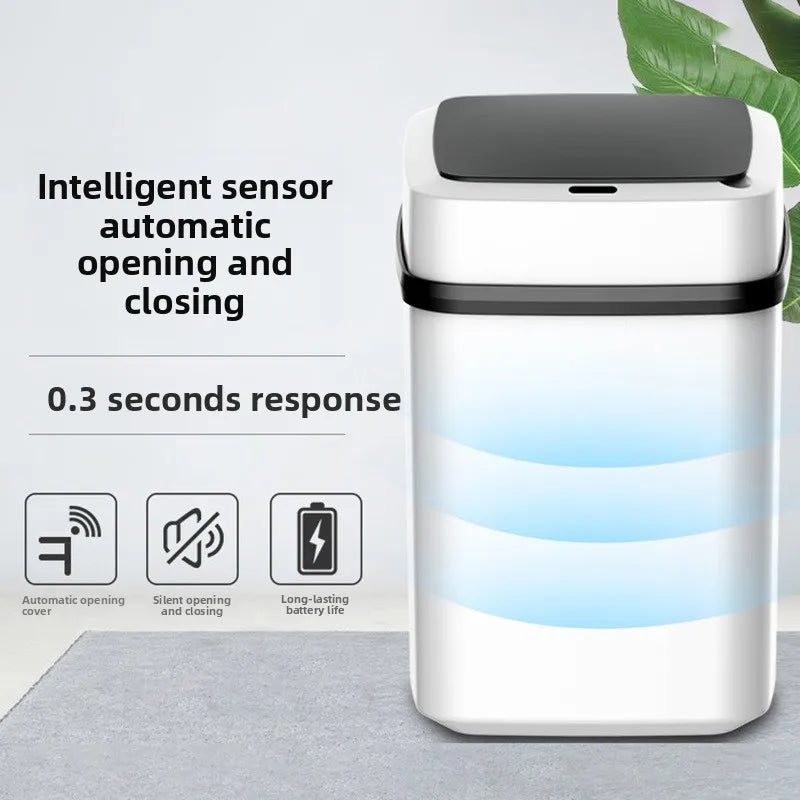 13L Smart Sensor Trash Can Fully Automatic Waterproof for Kitchen Living Room Household Bathroom Toilet Garbage Bin Zpaxo 13L-A1