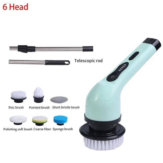 Wireless Electric Cleaning Brush Bathroom Window Kitchen Automotive Multifunctional Household Rotating Cleaning Machine Zpaxo 200588-green6
