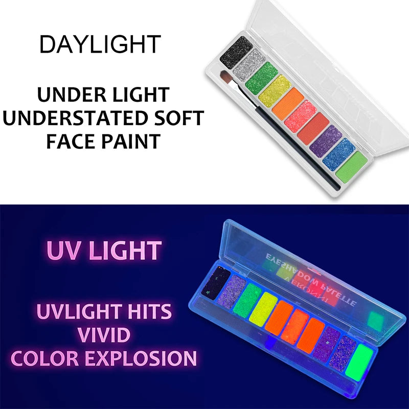 10-Color Fluorescent Dark Eyeshadow Palette Pigmented Pearlescent Zpaxo