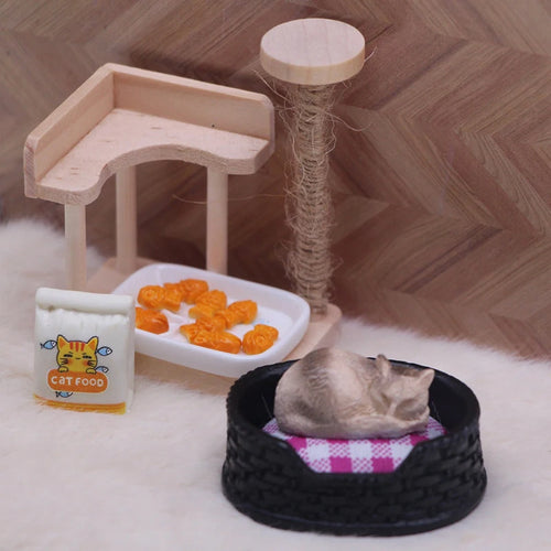 ▶1/12 Dollhouse Simulation Mini Cat Bed Model Dollhouse Living Room Pet Decoration Accessories Micro Scene Construction Props Zpaxo