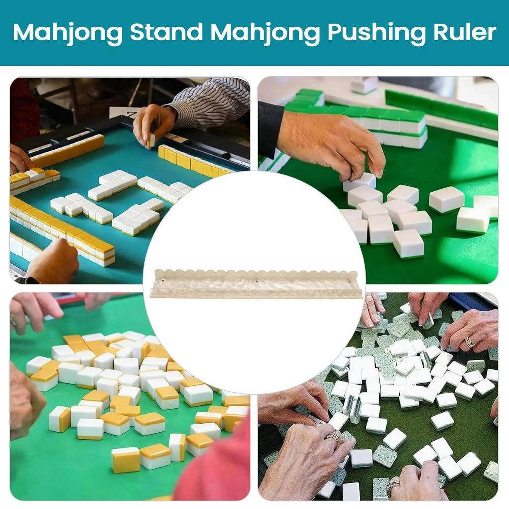 Scalloped Mahjong Racks Magnetic Anti-Slip Acrylic Scalloped Mahjong Tile Pusher And Holder For Home Game Night Party Family Zpaxo