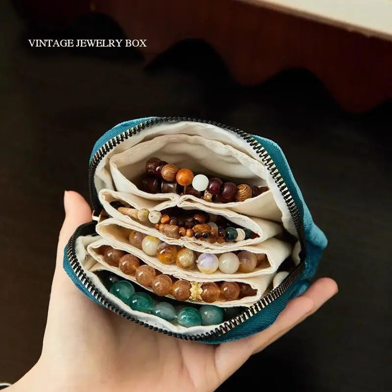 Jewelry Storage Bag Tassel Pendant Ring Zipper Large Capacity Travel