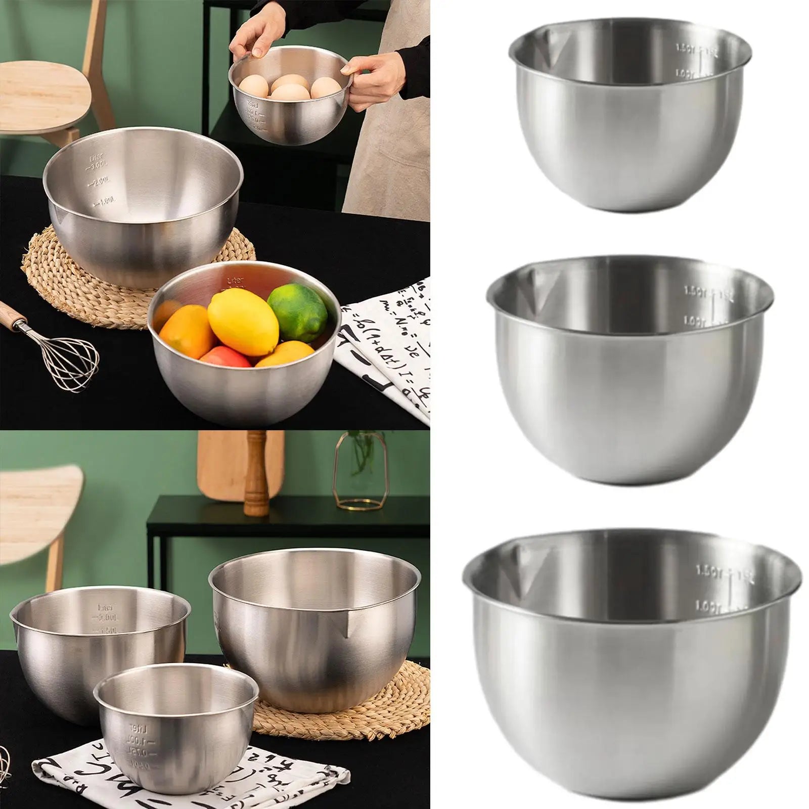 Mixing Bowl Kitchen Utensils Baking Accessory Space Saving Metal Bowl Serving Bowl for Kitchen Cakes Bread Soup Prepping Zpaxo