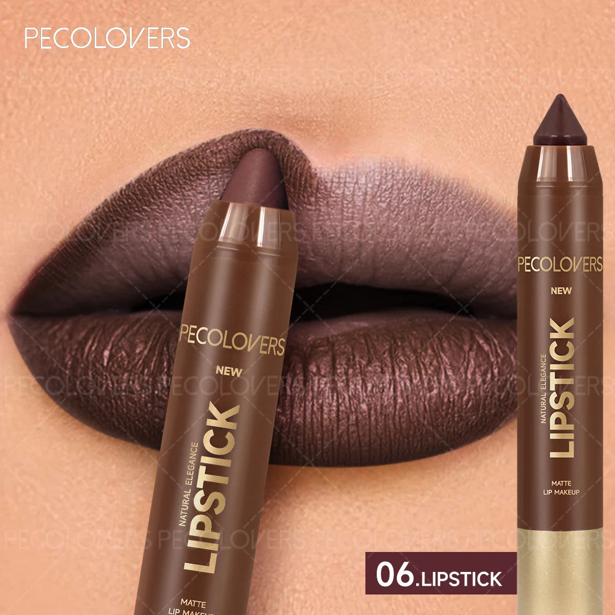 1PC Matte Lipstick - Comes with a Lip Line Effect, Lasts 24 Hours, Smooth Texture, Waterproof and Sweat Resistant Zpaxo 06