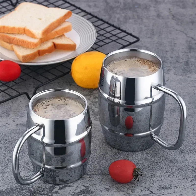 New Double Wall Stainless Steel Beer Mug Portable Coffee Tea Cups Travel Tumbler Office Use Water Cup with Handle Drinkware Zpaxo