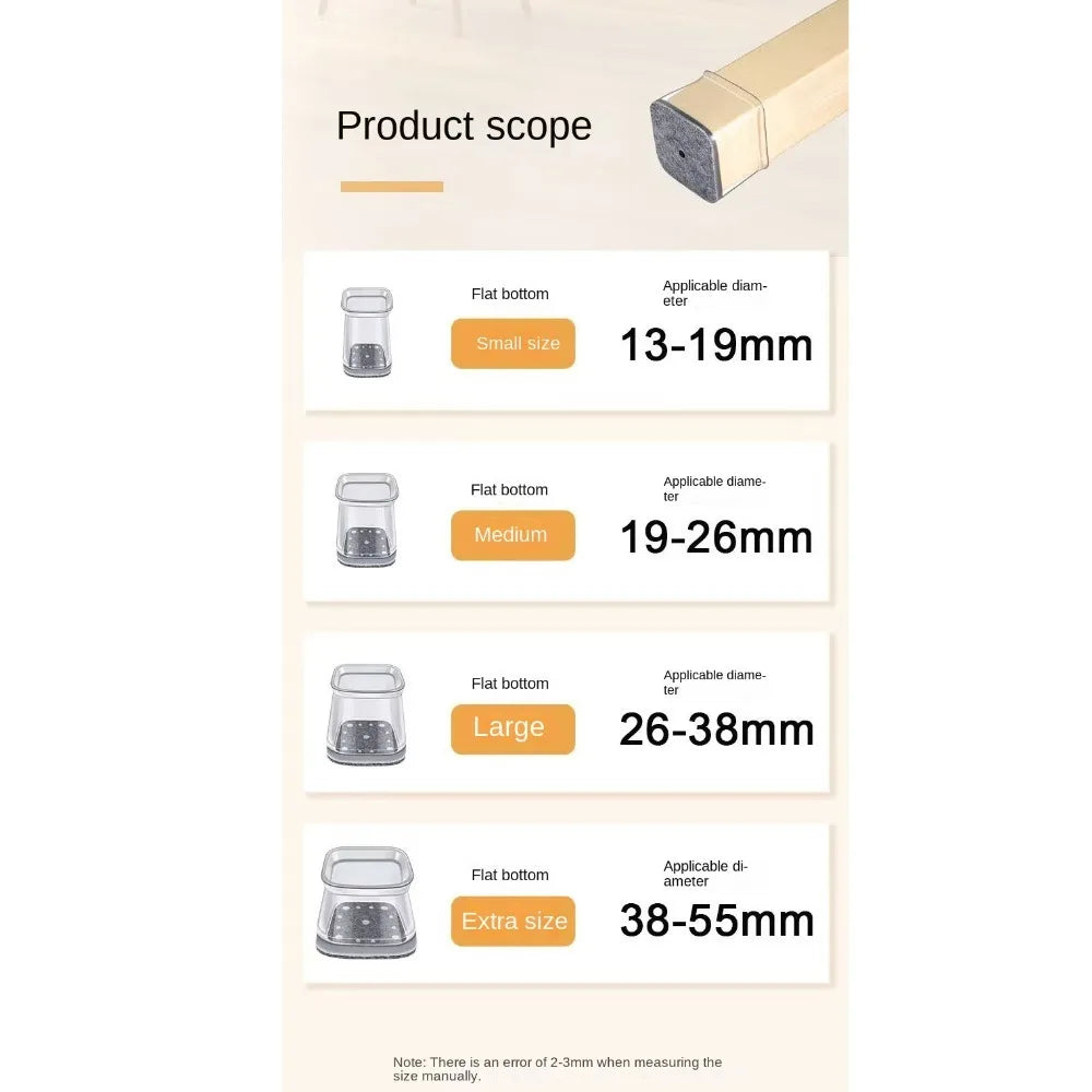 Silicone Square Chair Leg Covers – Non-Slip Floor Protectors