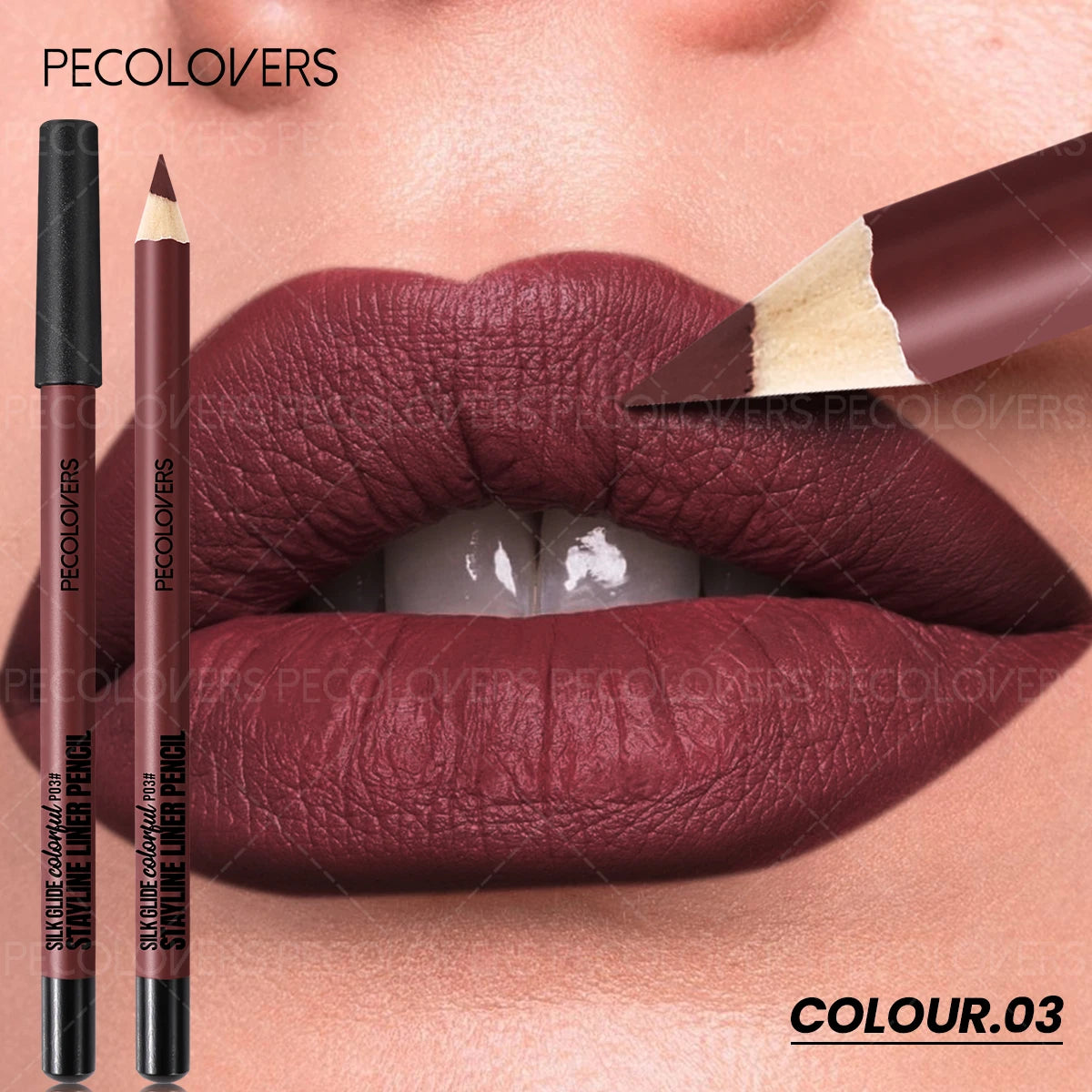 1PC Waterproof Matte Nude Lip Liner - High Pigmentation Long-Lasting , Wax-Based Natural Nude，Suitable for All Light Beige Types Zpaxo 03