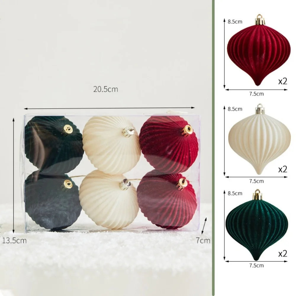 Flocked Wine Red Christmas Ball Ornaments – Elk Wreath Pendant Christmas Tree Ornament Zpaxo Balls