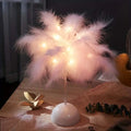Feather Design LED Table Lamp Kids Battery-powered Portable Ideal Zpaxo 1pc Pink