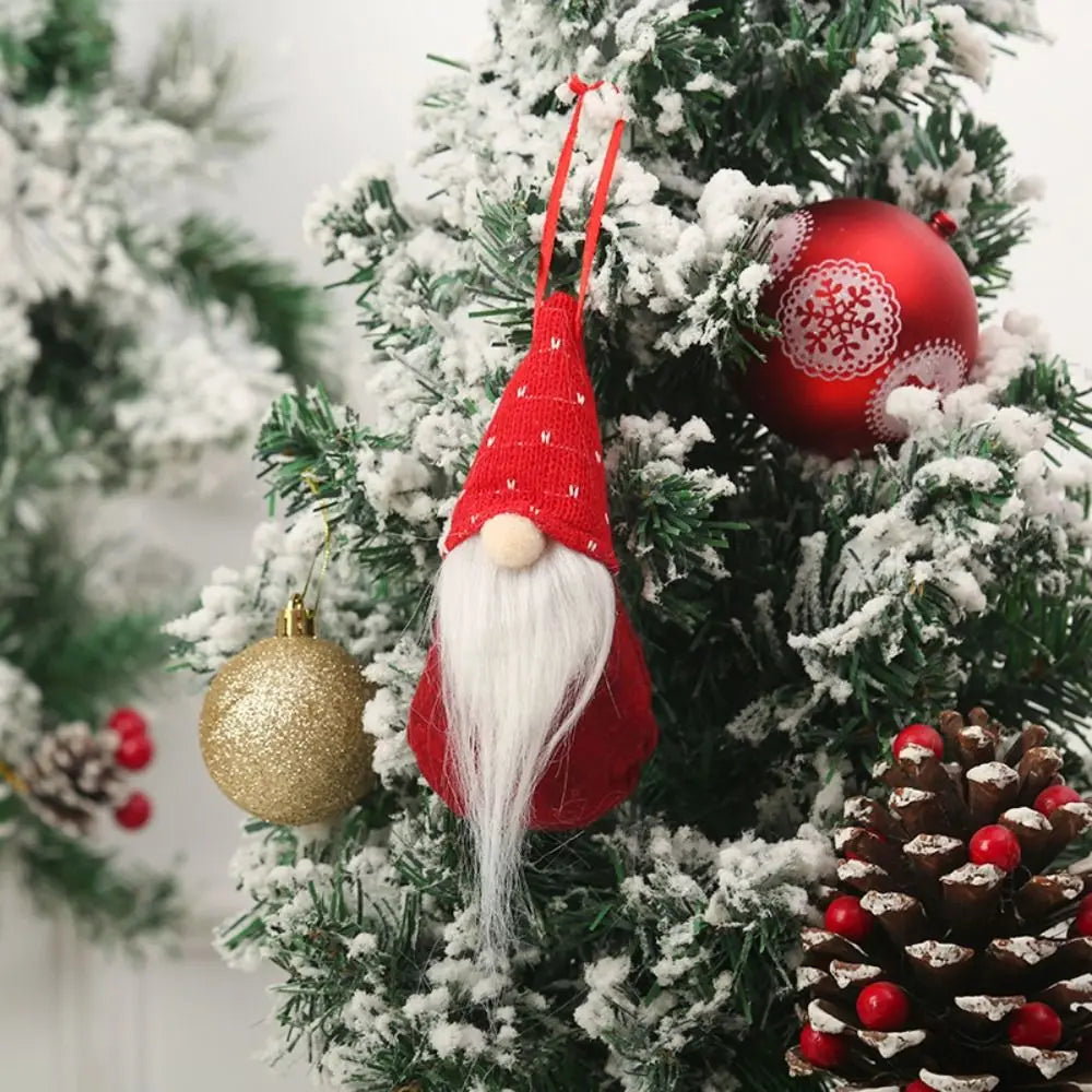 Santa Claus Christmas Gnome Pendant Plush Doll Hanging Tree Knitted Zpaxo style G