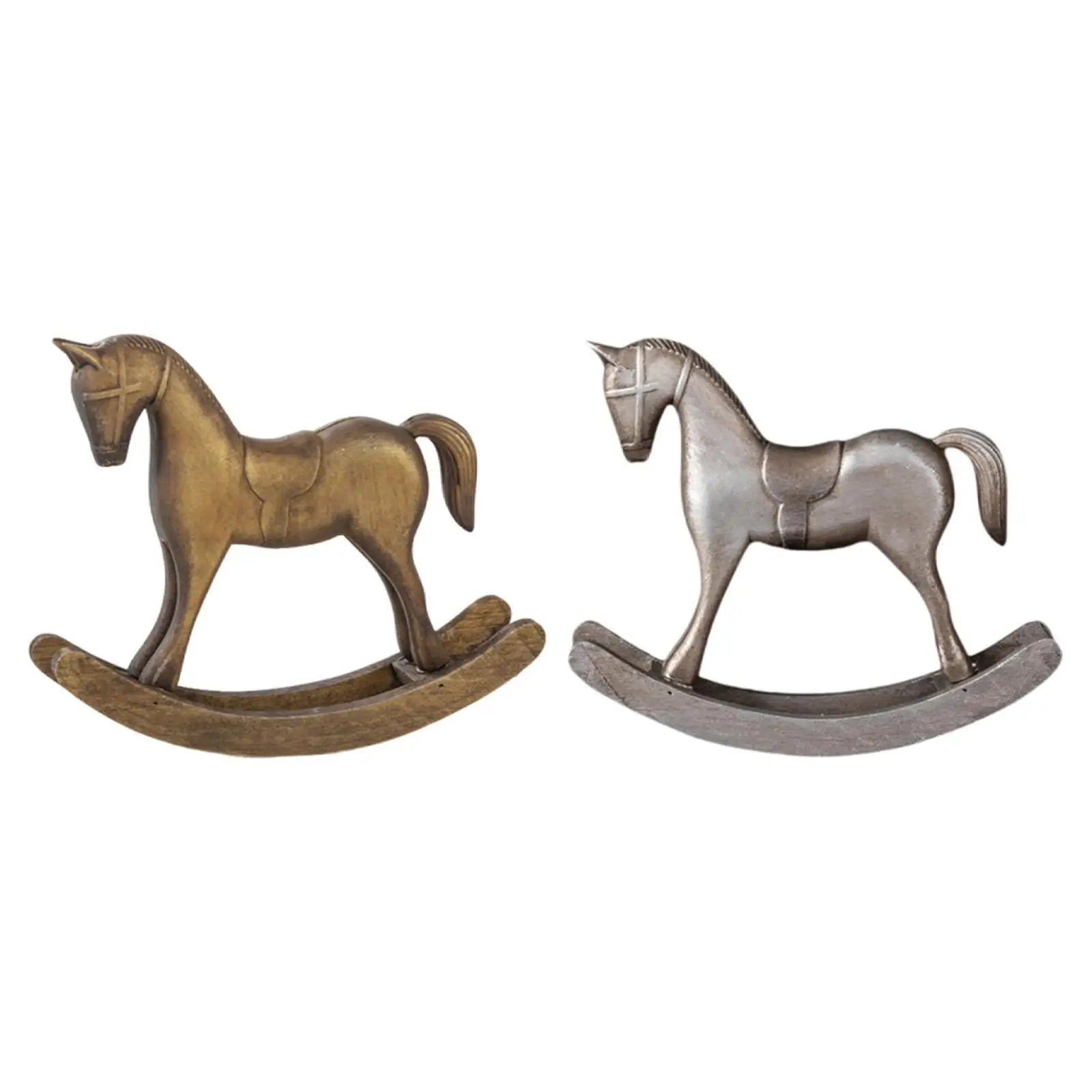 Wooden Rocking Horse Statue – Decorative Figurine for Home & Office Decorative Figurine Zpaxo