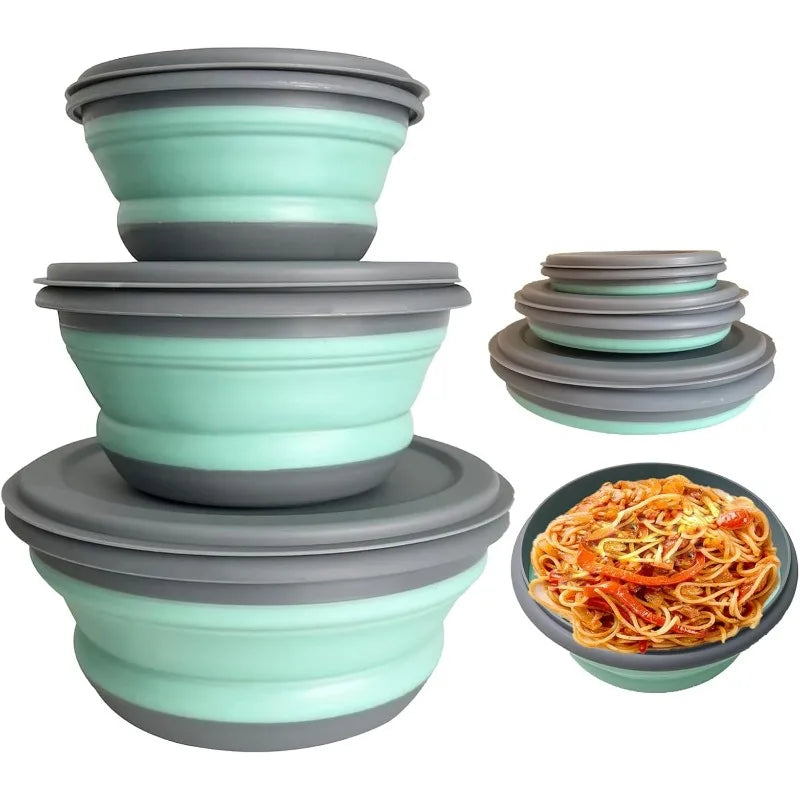 Silicone Folding Lunch Box Collapsible Portable Bowls Picnic Camping