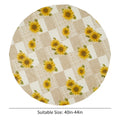 Waterproof Round Tablecloth Elastic Fixation Edged PVC Table Cover Flannel Backed Table Pad Oil-Proof for Dining Table Kitchen Zpaxo sunflower