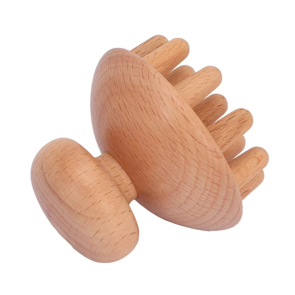 Wooden Material Wood Mushroom Massager Shape Ergonomic Handle Massage Zpaxo