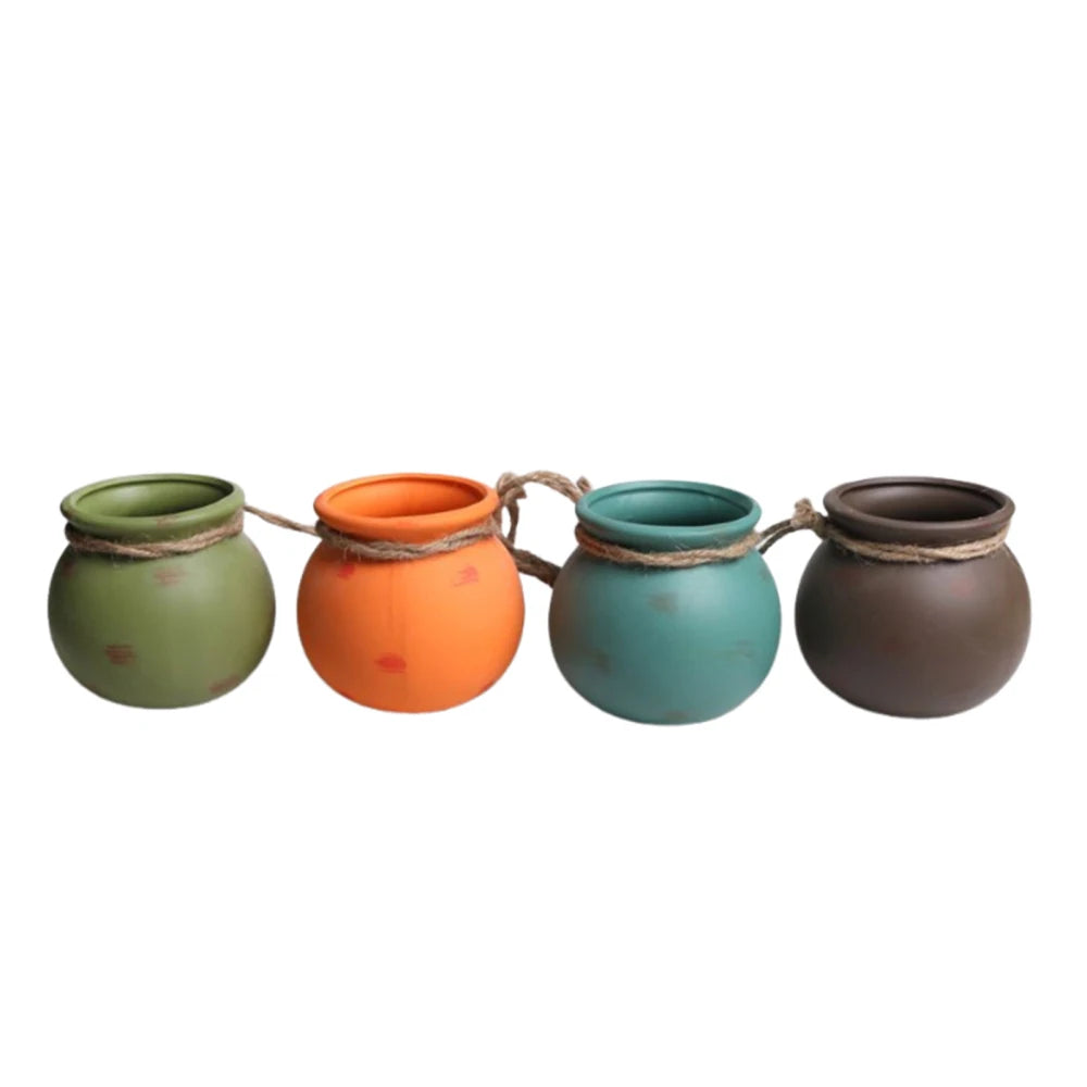 Small Flower Pots 4 Ceramic Cute Home Decor Plant Drainage Cactus