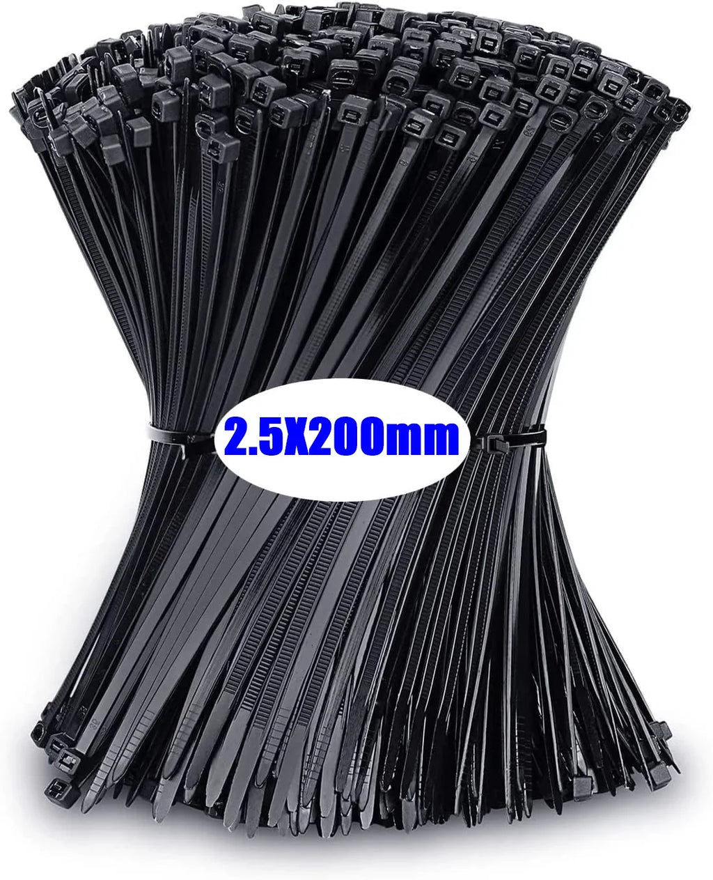 500Pcs Nylon Cable Ties Adjustable Self-locking Cord Ties Straps Fastening Loop Reusable Plastic Wire Ties for Home Office Zpaxo Black-2.5x200mm 400pcs
