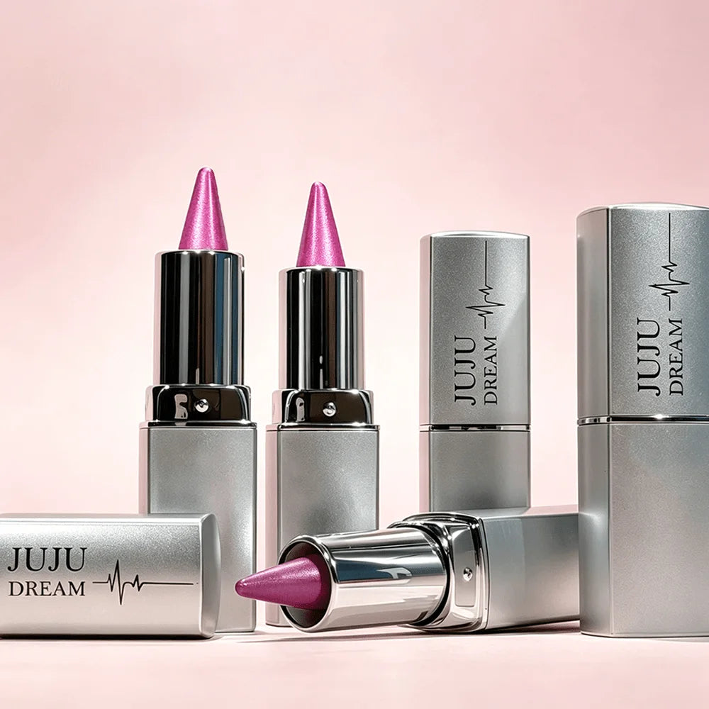 JUJU DREAM Elegant Pink Glitter Lipstick, Pearlescent Metallic Shine, Waterproof Long-Wear Lip Makeup for Women Zpaxo