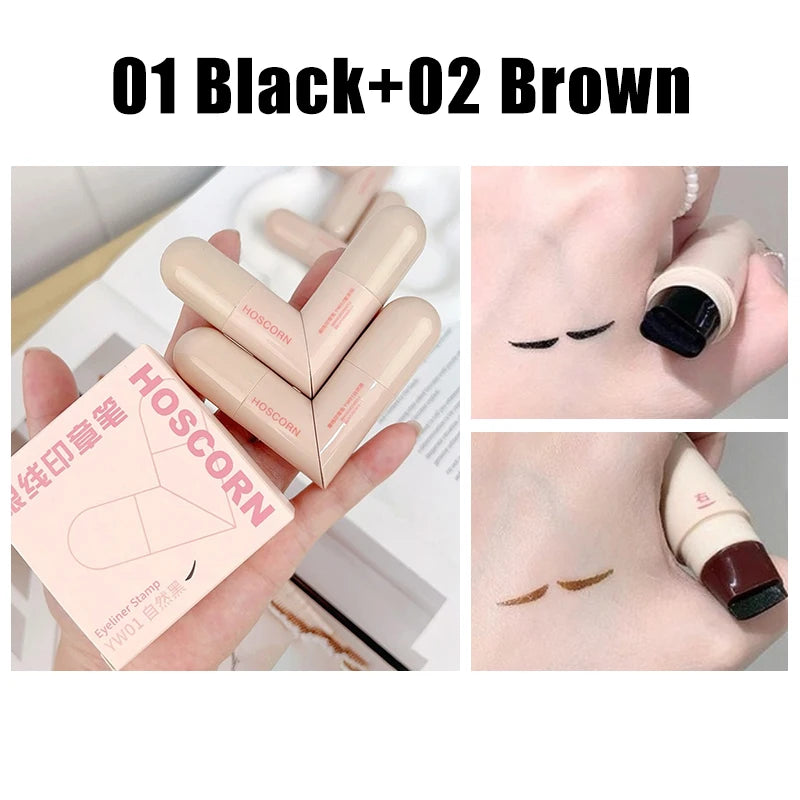 Double-headed Rotating Eyeliner Stamp Pen Long-Lasting Waterproof & Sweat-Proof Easy To Use for Beginners Lazy Makeup Stencil Zpaxo 01 and 02