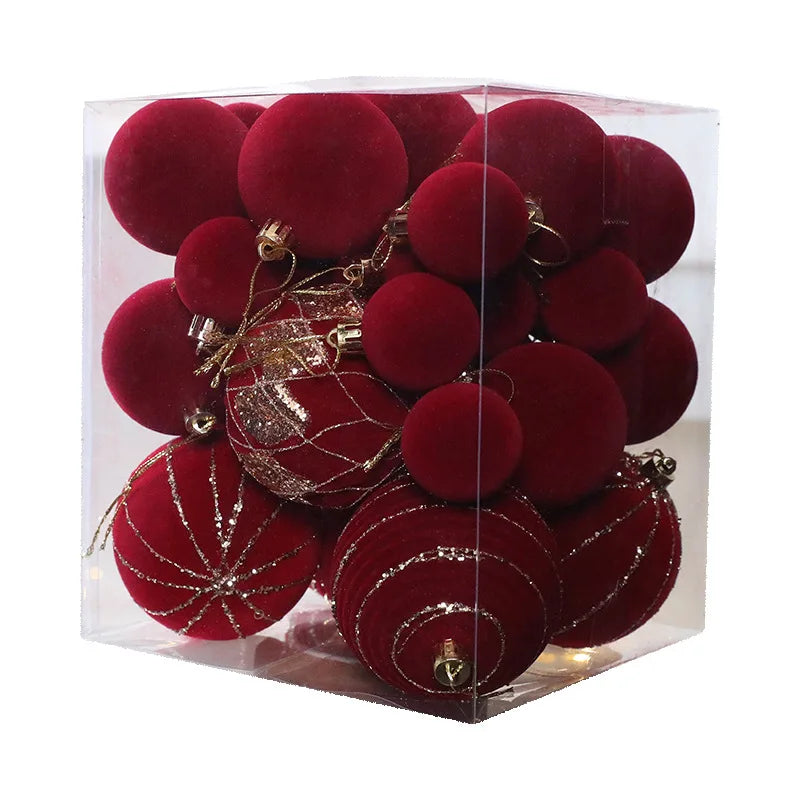 36-Pack Burgundy Velvet Christmas Ball Ornaments | Tree Baubles