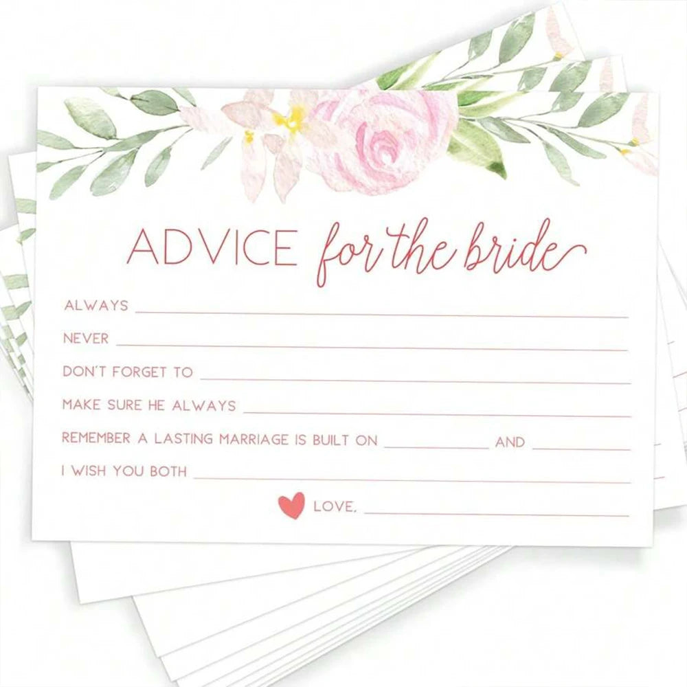 50Pcs Advice For The Bride Cards Advice and Wishes Cards for Wedding Bridal Shower Receptions Engagement Party Games Zpaxo
