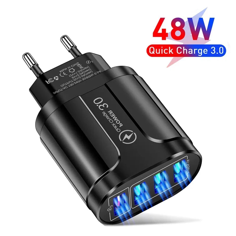 USB Charger Quick Charge 3 0 Fast Charging 4 Ports Wall Phone Adapter