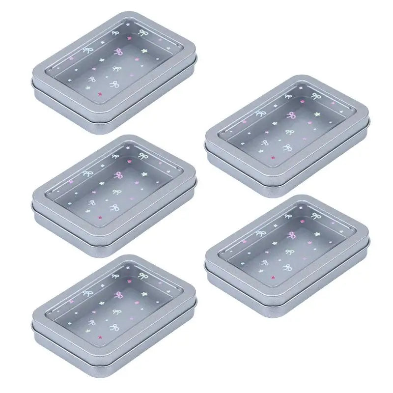 M2PCS Colorful Star Earring Storage Tin Box Four Leaf Clover Design