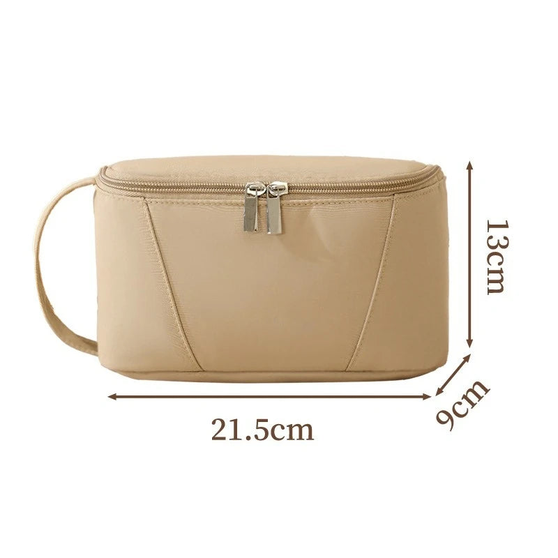Large Opening Toiletry Bag, Large Capacity Bathroom Cosmetic Storage Bag Travel Makeup Brush Storage Wash Cosmetic Bag Men Women Zpaxo Brown
