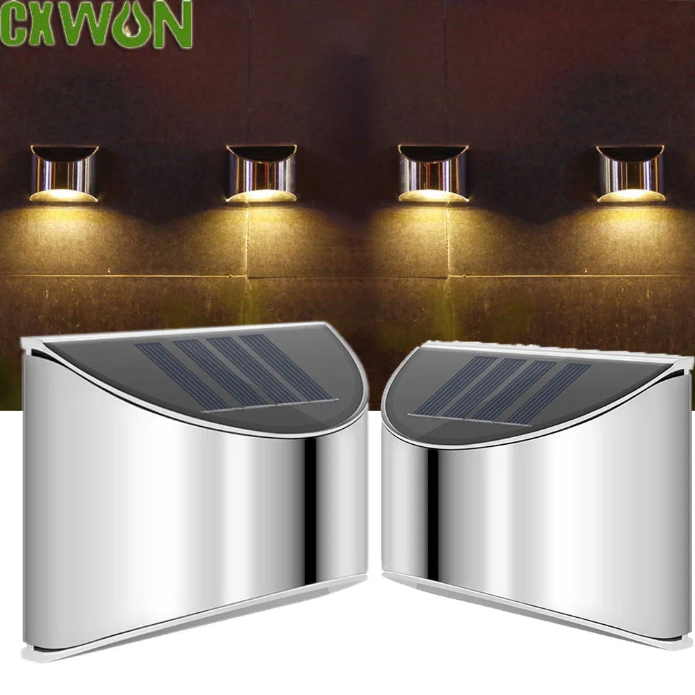Solar Stainless Steel Fence Light Outdoor LED Patio Garden Landscape Zpaxo
