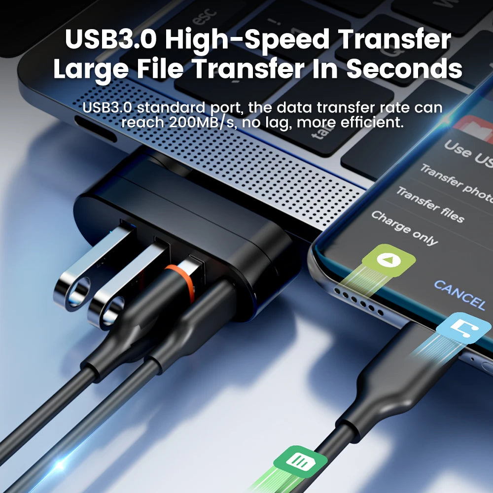 1 USB 3 0 Hub 180 Degree Rotation Port Multi C 2 Splitter Power Zpaxo