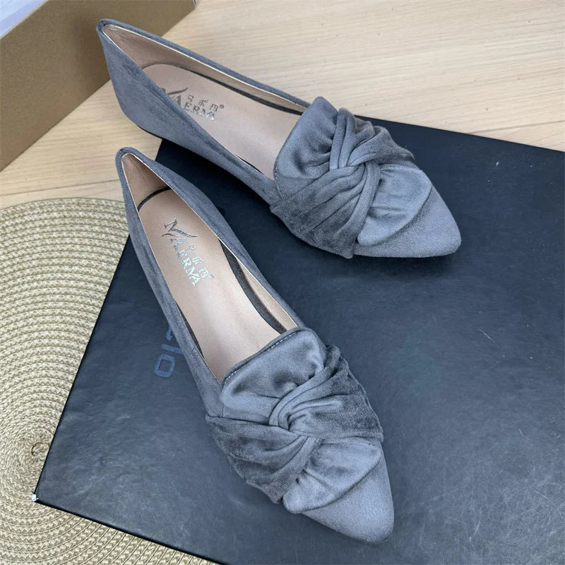 Sharp Pointed Toe Loafers Flat Shoes, Women's 2025 Spring and Autumn New Butterfly Bow Shoes Plus Size Women's Shoes Ladies Zpaxo