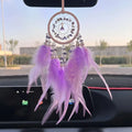 Hand Knitting Dream Catching Wind Chimes Decoration Car Pendant Tassel Catching Pendant Delicate Feathers and Iron Ring Zpaxo purple