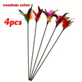 Cat Interactive Wand Colorful Feather Chicken Stick Bell Portable