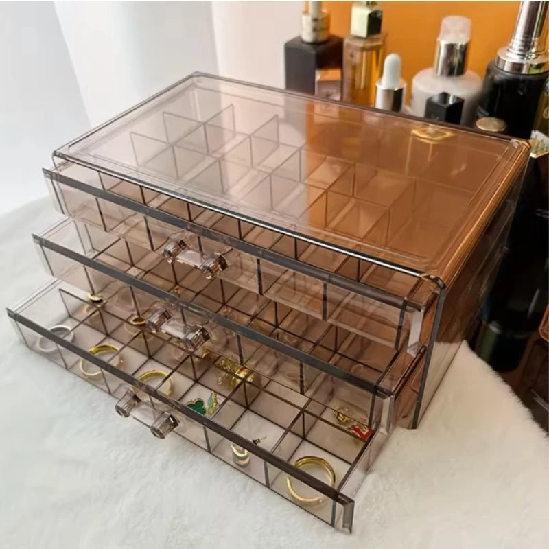 72-Grid Acrylic Jewelry Organizer Box – Rings, Earrings & Necklaces Jewelry Storage Box Zpaxo