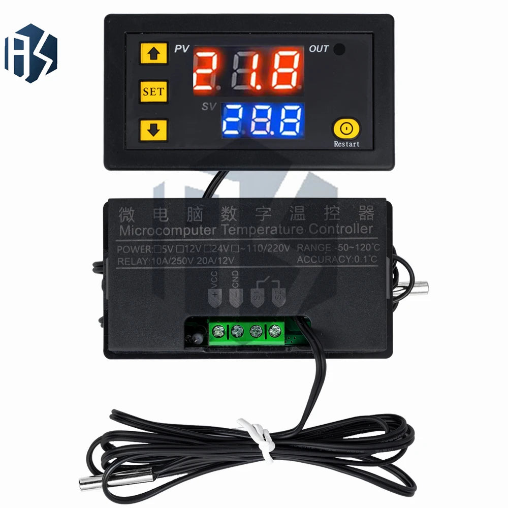 W3230 Digital Thermostat Dual Voltage 12-24V DC 110-220V AC Accuracy Zpaxo