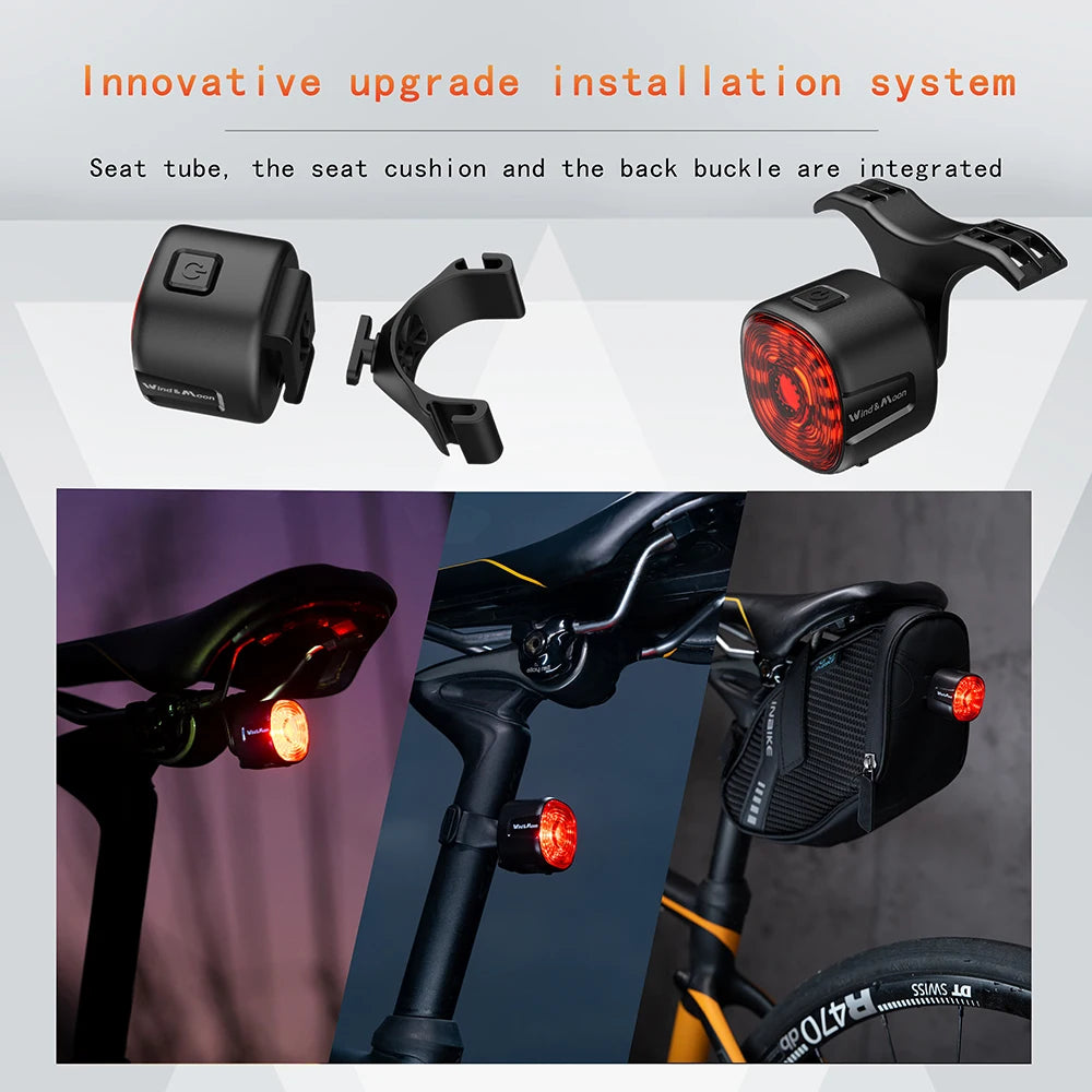 Bicycle Auto Brake Sensing Brake Tail Light Gift lP66Waterproof LED Bike Warning Light for MTB&Road Bike Night Safety Saddle/Bag Zpaxo