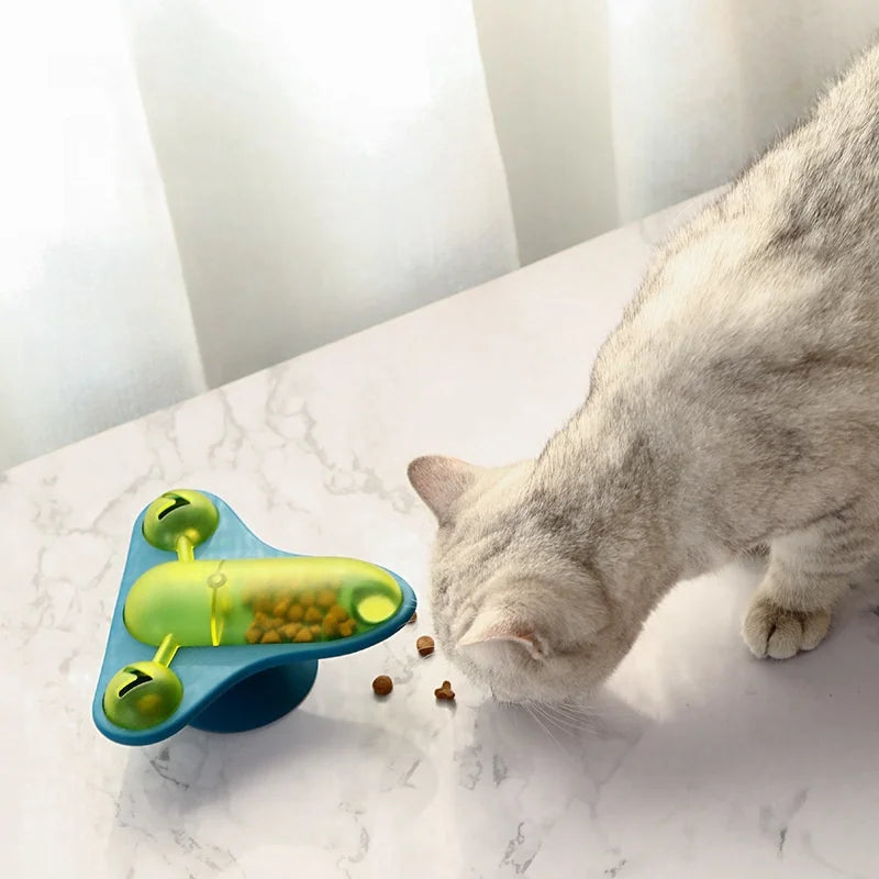 Cat Teaser Toy Spinning Aircraft Supports Dispenser Dizzy Interactive