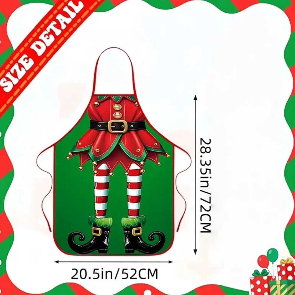 Christmas Elf Aprons Adjustable Neck Strap Waist Tie Green Legs Party Zpaxo