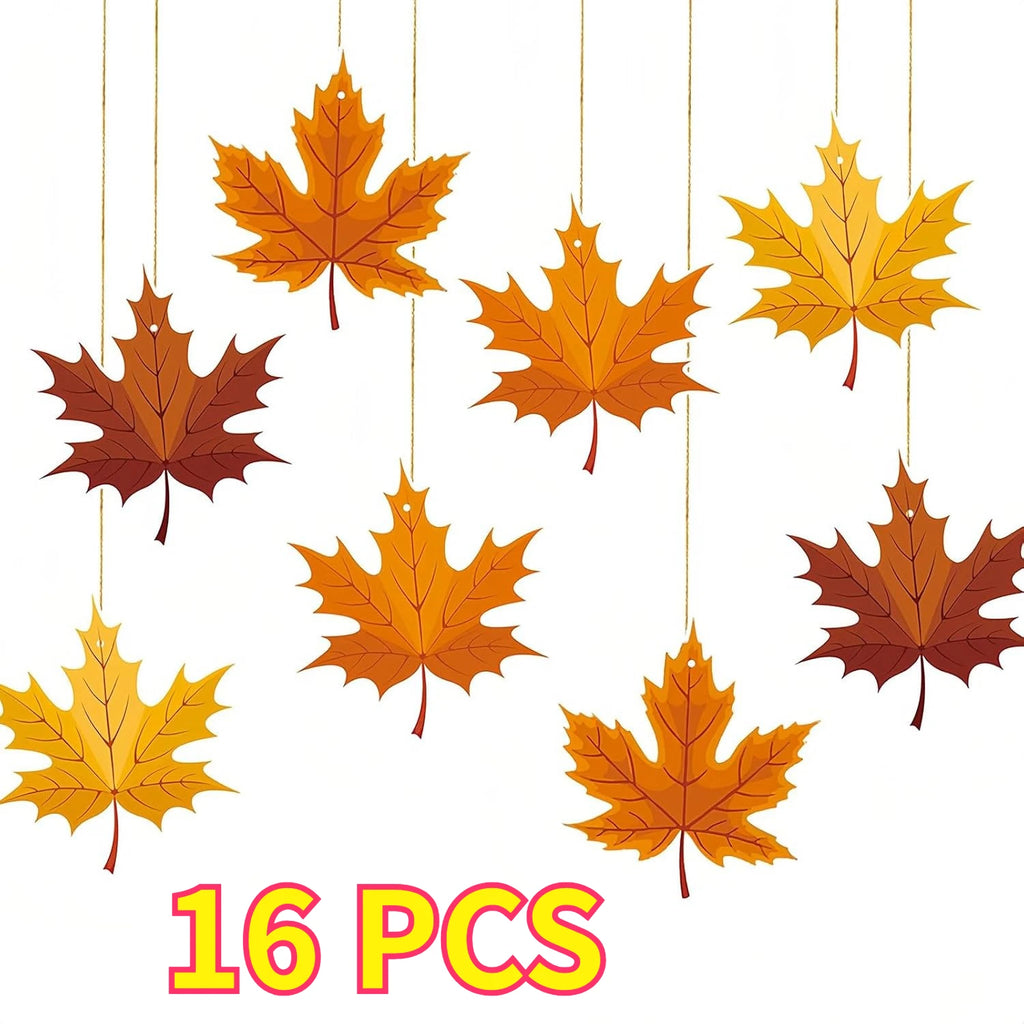 16-Pack Fall Paper Leaves Hanging Ceiling Decor | Autumn Party