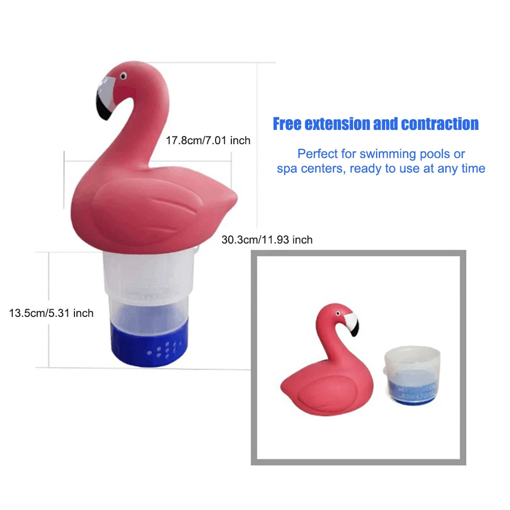 Solar Flamingo Chlorine Floater with Light Chlorine Tablet Floater Flamingo Floating Chlorinator for Purify Swimming Pool Water Zpaxo
