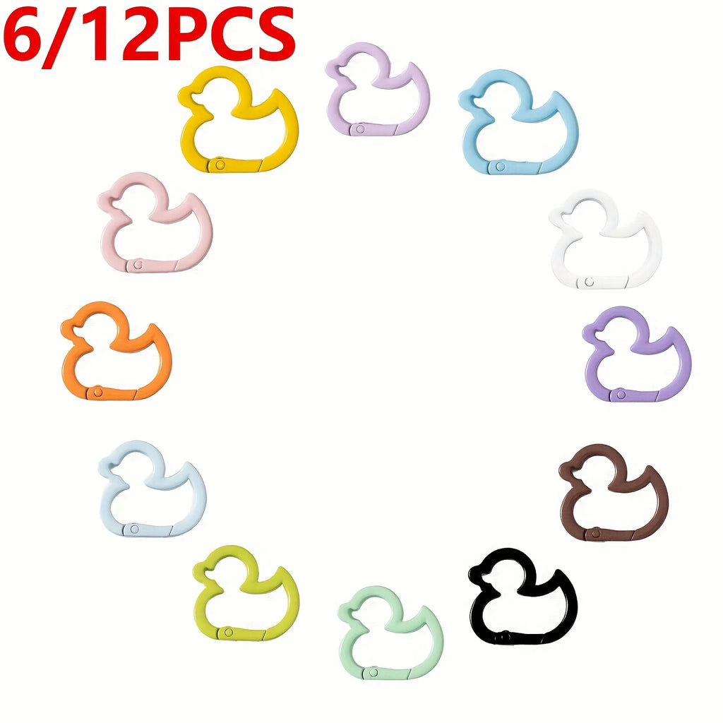 6PCS/12PCS Colorful Duck Outdoor Keychain, Cute Duck Shape Aluminium Alloy Spring Clip Zpaxo
