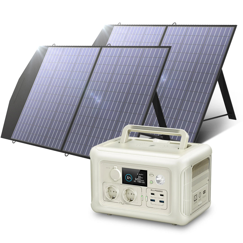 ALLPOWERS Solar Panel 100W 140W 200W Portable Charger Power Station Zpaxo R600 with 2X100W United Kingdom EU