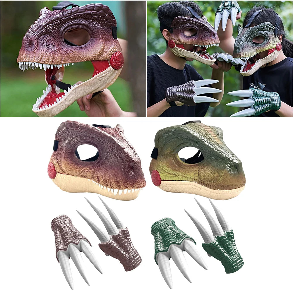 Dinosaur Head Face Mask Scream 3D Lifelike Headwear Halloween