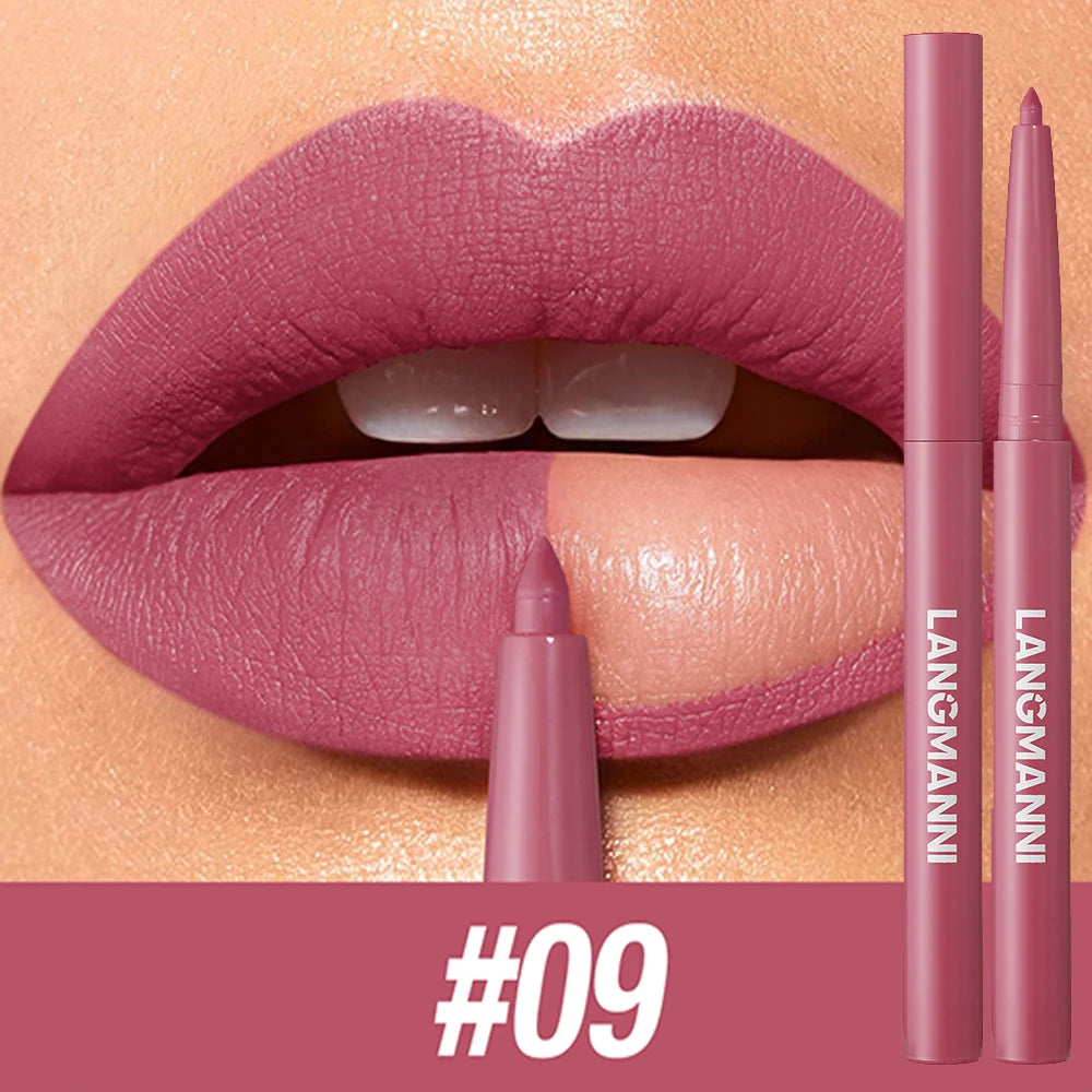 LANGMANNI Sexy Velvet Matte Lip Liner Pen Waterproof Silky Natural Contour Non-Stick Cup Makeup Lipstick Pencil Lasting Cosmetic Zpaxo