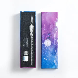 Starry Sky Crystal Glass Dip Pen Set – Stationery Gift