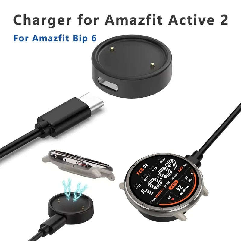 Type C Dock Charger For Amazfit Active 2 / Bip 6 Charging Cradle Replacement Magnetic Charger Base Circular Smartwatch Accessory Zpaxo