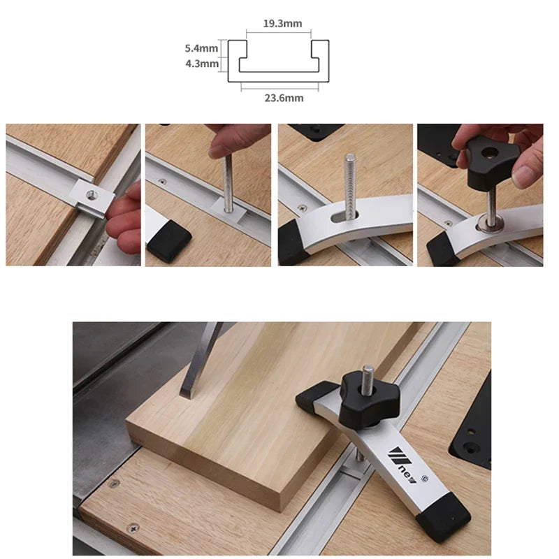 T-track Hold Down Clamp Woodworking Chute Rail Table Saw Clamps Zpaxo