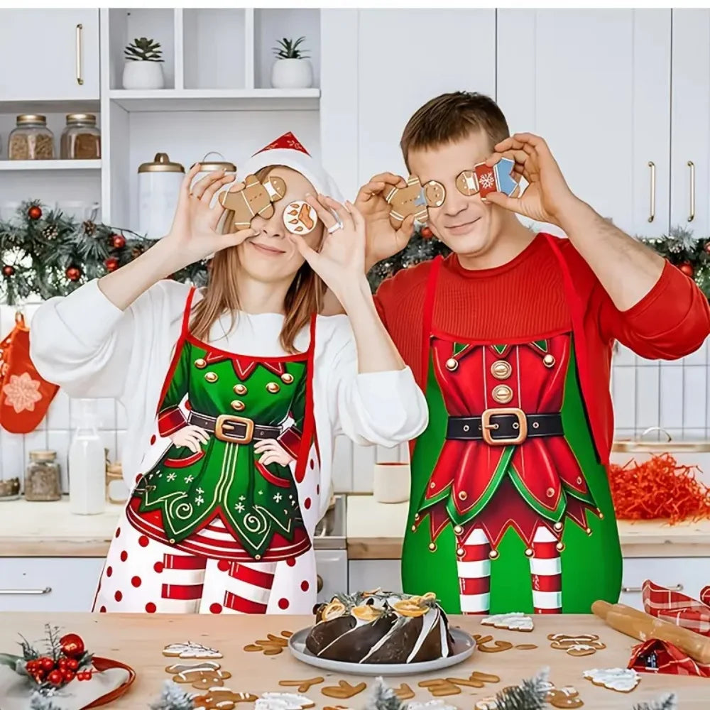 Christmas Elf Aprons Adjustable Neck Strap Waist Tie Green Legs Party Zpaxo